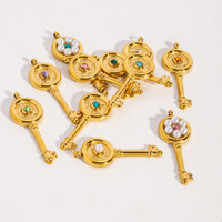 Pendentifs de clés étanches de la série F448 avec perles et zircons pour la fabrication de bijoux en acier inoxydable, vente en gros