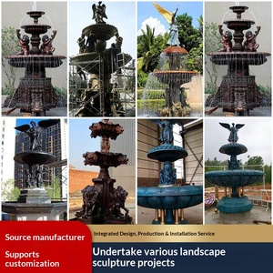 Grande fontaine extérieure en cuivre moulé, style européen, bassin d'eau paysager, sculpture sur mesure pour cour et villa - Product Image 3
