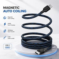Câble magnétique USB-C 240W USB 2.0 5A à charge rapide, blindé et tressé pour ordinateur/ordinateur portable, câble de données Type-C OEM ODM 1m