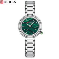 Наручные часы Curren 9089: Новые, Простые, Роскошные, Зеленые, с кварцевым механизмом, для женщин, с тонким ремешком из нержавеющей стали, водонепроницаемые, из сплава.