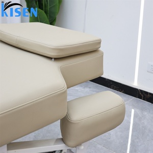 KISEN New High-End Electric Beauty Bed Beauty Salon Dedicated Stainless Steel Silver Base Lifting Electric Massage Bed With Led - Product Image 4