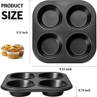 Xinze 4 trous profonds Yorkshire Pudding Pan moules antiadhésifs Hamburger Whoopie tarte Pan petits plateaux de cuisson en acier au carbone Muffin Top casseroles
