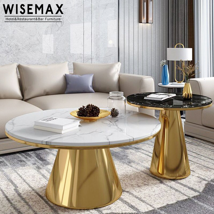 Wisemax Möbel Luxus minimalist ischen Wohnzimmer runden zentralen Tisch Gold Metall Marmor Couch tisch Sofa Beistell tisch Set| Alibaba.com