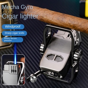 Mecha Gyro moderno torcia a fiamma blu accendino con antivento in metallo taglio sigari per il fumo e BBQ per il Design moderno - Product Image 1