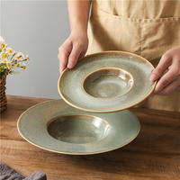 Assiette ronde personnalisée en porcelaine et céramique pour pâtes, grand bol à soupe, assiette creuse