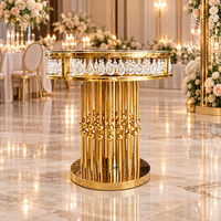 Table à gâteau circulaire de haute qualité en acier inoxydable doré pour banquets, hôtels, mariages et fêtes