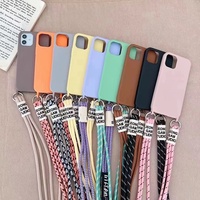 Pour Iphone 15 14 13Pro Max Couleur Liquide Silicone Tpu Couverture Corde Lanière Téléphone Cas Pour Iphone 12 11 Pro Max Xs étui