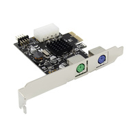 Kartu Ekspansi Adaptor PCIE 2-Port PS2 Bersertifikasi RoHS MEO Brand dengan Konektor Daya 4 Pin untuk Keyboard dan Mouse