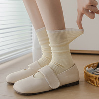 Chaussettes mi-mollet en coton respirantes de couleur unie blanches pour femmes, style ballet-japonais, printemps/automne