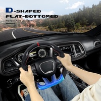 Volant en fibre de carbone véritable pour Dodge/Jeep Grand Cherokee, volant en cuir perforé Nappa en forme de D à fond plat