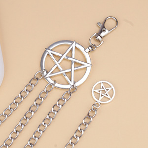 Cadena de Cintura de Moda con Colgante de Estrella Multicapa, Joyería de Fiesta de Aleación de Zinc, Diseño Retro de Estrella de Cinco Puntas en Color Blanco K - Product Image 3