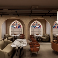 Comptoir de réception personnalisé pour café, bar à café avec écran LED pour la décoration intérieure de café et de pâtisserie
