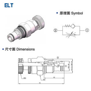 Válvula de Cartucho Hidráulica Ajustable Unidireccional Personalizada DLF08-00, Válvulas FC-08/10/12 - Product Image 3