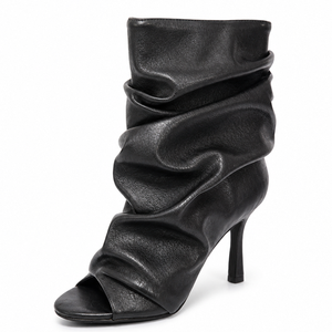Sandálias de Verão <span class=keywords><strong>Peep</strong></span> <span class=keywords><strong>Toe</strong></span>, Sapatos de Salto Alto, Botas Curtas Sexy para Mulheres com Cabedal Plissado - Product Image 1