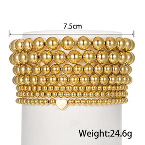 European American Cross Border Jewelry CCB <b>Bracelet</b> 7 Piece Set Stacked Round <b>Bead</b> <b>Bracelet</b> Fashion Geometric Design Zinc Alloy - Product Image 5