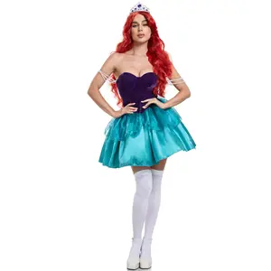 New 2024 Mermaid Princess Dress Ariel Costume Sexy Halloween Party Cosplay Birthday Dress Up For Women