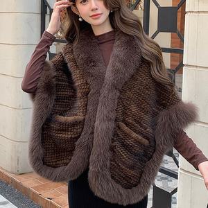 Scialle di <span class=keywords><strong>visone</strong></span> e volpe da donna scialle di pelliccia di <span class=keywords><strong>visone</strong></span> autunno e inverno caldo - Product Image 1