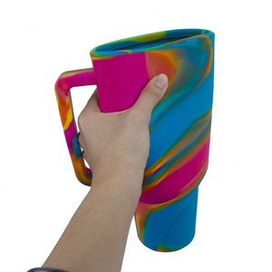 Modern 40 oz Tumbler with Handle,<b>Reusable</b> Water Bottle Travel Silicone <b>Mug</b> Cup Holder Friendly,Gifts for Women Men - Product Image 2