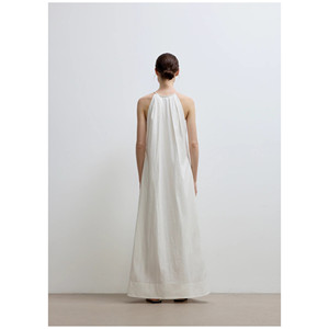 Robe longue d'été pour femme, style minimaliste, col halter, design ajouré - Product Image 2