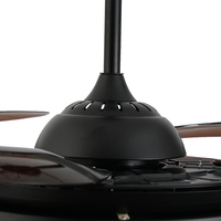 Ventilador de techo LED de lujo moderno de 48 pulgadas, luz de cristal negro, Metal mate, decoración inteligente para el hogar, fuente de CA, Control remoto, la mejor sala de estar