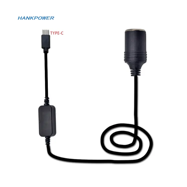 Adaptador usb tipo c para isqueiro de cigarro, adaptador 5v USB-C macho para 12v, soquete de acendedor, conversor fêmea, cabo de acendedor