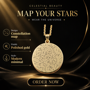 Collar con <span class=keywords><strong>mapa</strong></span> de estrellas <span class=keywords><strong>personalizado</strong></span> de acero inoxidable, colgante grabado con constelaciones del cielo nocturno, collar para parejas - Product Image 4