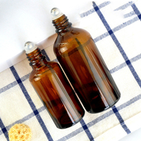 Vente en gros de flacons en verre ambré pour huiles essentielles, flacons vides avec bille, 5 ml, 10 ml, 15 ml, 20 ml, 30 ml, 50 ml, 100 ml