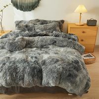 Ensemble de couettes en fausse fourrure moelleuse multicolores tie-dye de luxe en gros, taille Queen/King, housse de couette personnalisée, couette matelassée en polyester, literie
