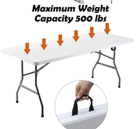 Table Pliante Extérieure de Qualité 6ft/8ft avec Chaises en Plastique pour Fêtes Mariages Événements de Jardin, Table Extérieure Pliable en Plastique HDPE