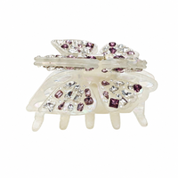 Fournisseur de Boutiques : Pince à Cheveux Papillon Personnalisée avec Logo en Strass - Épingle à Cheveux en Acétate Haute Brillance - Accessoires pour Cheveux de Mariage et de Fête