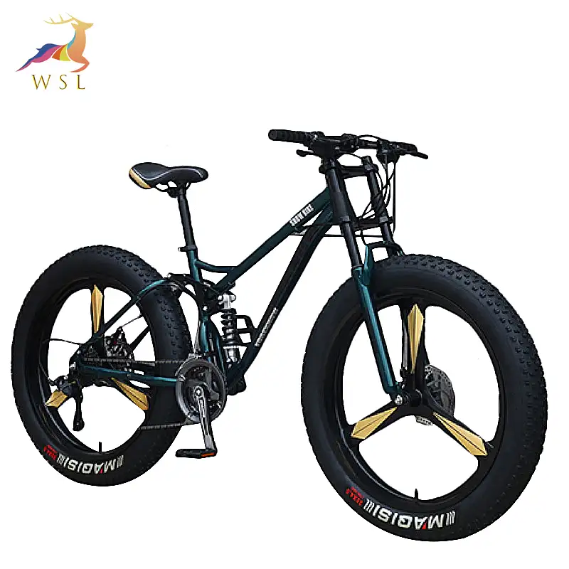 Fournisseur de vélo suspension complète vélo de montagne en alliage 26 pouces 7/21/24/27 vitesse vtt vtt avec gros pneu neige vélo