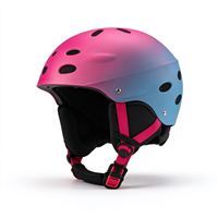 Casque de ski pour adulte, casque de snowboard, casque de sécurité pour sports de neige de couleur dégradée avec sangle pour masque de ski pour le ski en plein air en hiver