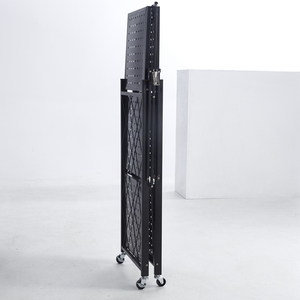 Nhà máy cung cấp trực tiếp kim loại gấp 3 lớp Chrome <span class=keywords><strong>Cube</strong></span> kệ lưu trữ có thể gập lại Rack với bánh xe di chuyển - Product Image 5