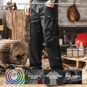 사용자 정의 남자의 조거 카고 바지 뜨거운 디자인 탄성 플러스 사이즈 캐주얼 중간 허리 바지 느슨한 핏 멀티 포켓 헐렁한 바지 - Product Image 2