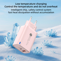 Adaptor pengisi daya Cepat 18W Usb, pengisi daya ponsel dua port A + C QC3.0 PD, pengisi daya dinding tipe c, cepat USB US EU UK