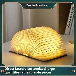 Đèn đọc sách bằng gỗ LED sáng tạo, kẹp sách, có thể gập lại, đèn ngủ lật trang, đèn bàn sạc, đèn ngủ cạnh giường, quà tặng lễ hội, tạo không khí - Product Image 2