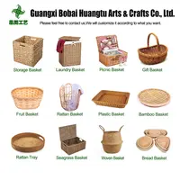 BoBai — HuangTu fait à la main en bambou tissé et rotin, fournitures de jonc de mer, panier à cadeau vide, vente en gros