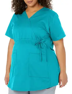 OEM 여성 출산 스크럽 탑 플러스 사이즈 의료 간호 스크럽 조정 가능한 허리 졸라매는 끈 최고 간호사 유니폼
