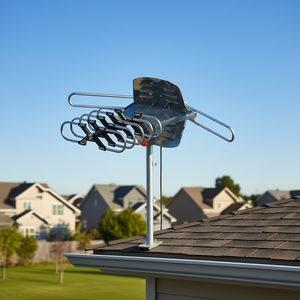 Antenne TV double bande UV extérieure noire 28-36dB Réception à 360 degrés avec support - Product Image 2