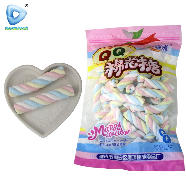 China Wholesale Twist Rainbow Fruity Marshmallow Candy