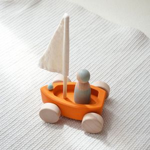 Ensemble de blocs éducatifs en bois pour enfants, jouets d'empilage, bateau à voile pastel lime Weixuan JS155 pour les enfants de 2 à 13 ans - Product Image 3