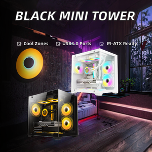 LY Mini tour Châssis de jeu noir Triple zones de refroidissement 240mm <span class=keywords><strong>Radiateur</strong></span> supérieur 160mm <span class=keywords><strong>Hauteur</strong></span> CPU 330mm GPU ATX PSU Vertical MicroATX - Product Image 3