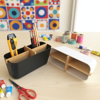 Organisateur de bureau en bambou, support carré pour stylos et crayons, support pour télécommande avec séparateur en bambou pour la maison et le bureau