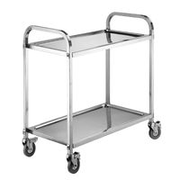 Chariots et chariots de cuisine à deux niveaux en acier inoxydable épais de 0,8 mm, durables, pour le transport alimentaire