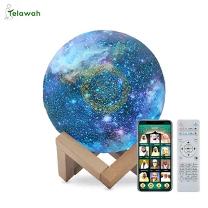 Telawah LED Touch Lampe Mini Moon Quran Licht Lautsprecher 3D Quran Bluetooth Fernbedienung LED Moon Lamp Lautsprecher