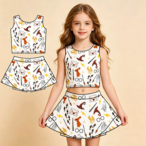 Conjuntos de Ropa Deportiva de Verano para Niñas, Estilo Boutique, con Estampados de Dibujos Animados, Shorts con Forro, Trajes de Yoga Casuales, Ropa para Hermanas - Product Image 1