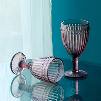 Verres à vin en verre coloré réutilisables, motif à pois et rayures verticales, style rétro, artisanat en relief, lavables au lave-vaisselle, compatibles micro-ondes, pour bar