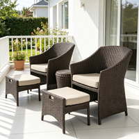 Ensemble de mobilier de jardin moderne en rotin Yoho 5 pièces pour l'extérieur : canapé, chaises, table à thé – Imperméable et durable pour patio et jardin