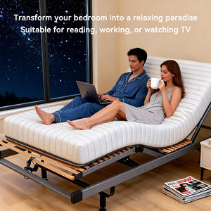 Современная прочная железная двуспальная кровать с регулируемой спинкой, бесшумная конструкция для спален, отелей, апартаментов, школ, вилл - Product Image 1