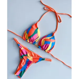 مصنع مخصص الربيع ملابس سباحة للنساء قطعتين مثلث بيكيني ملابس الشاطئ الفاخرة المثيرة ملابس السباحة للنساء
